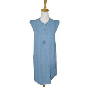 Splendid Soft Tencel Chambray Flutter Sleeve Shift Dress Blue Size Medium